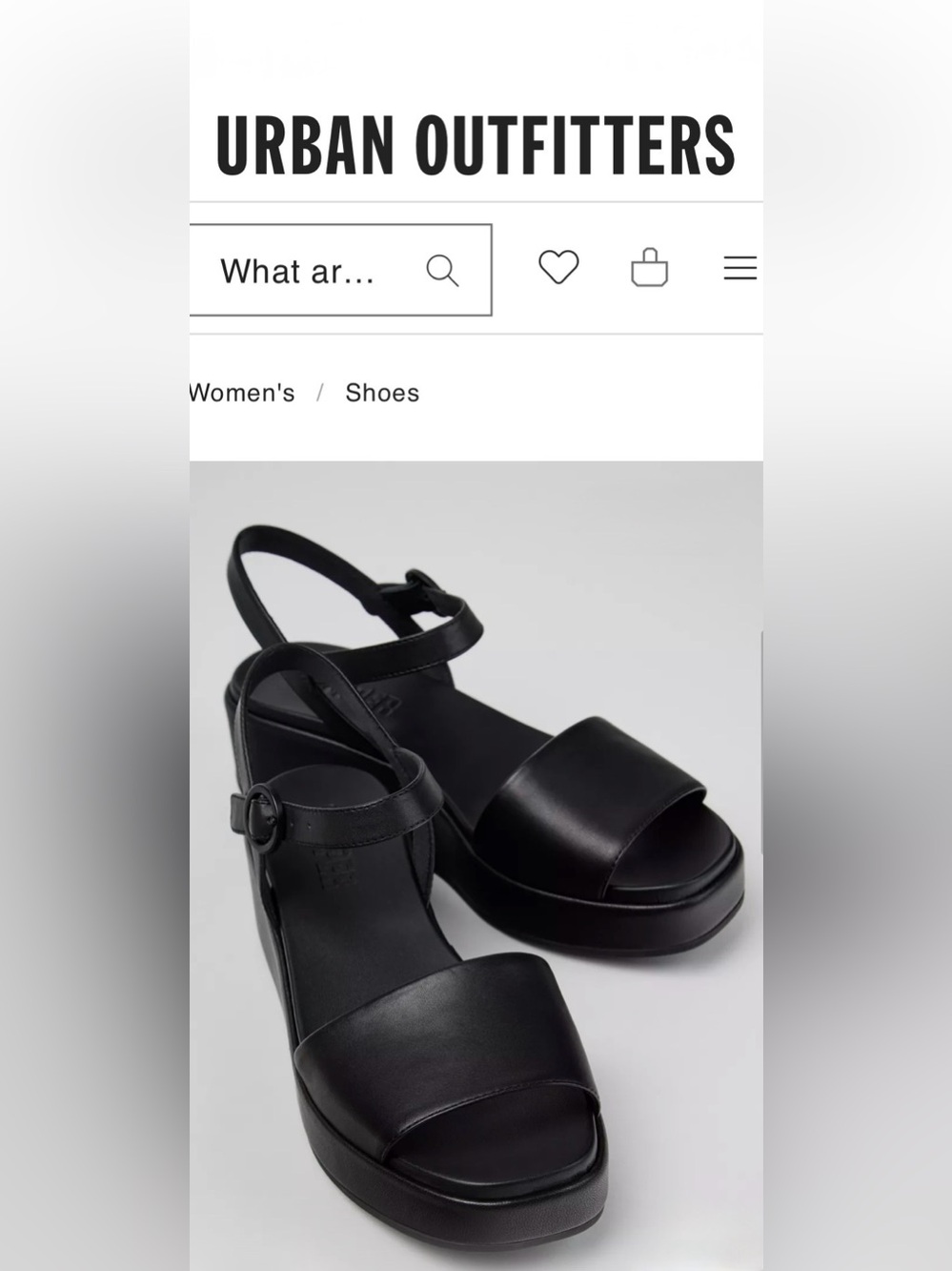 Camper Black Leather Platform Sandals